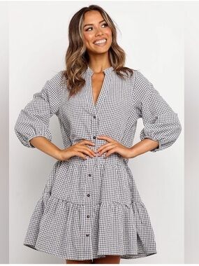 Petal & Pup Daria Dress in Black and White Gingham size S/M NWT